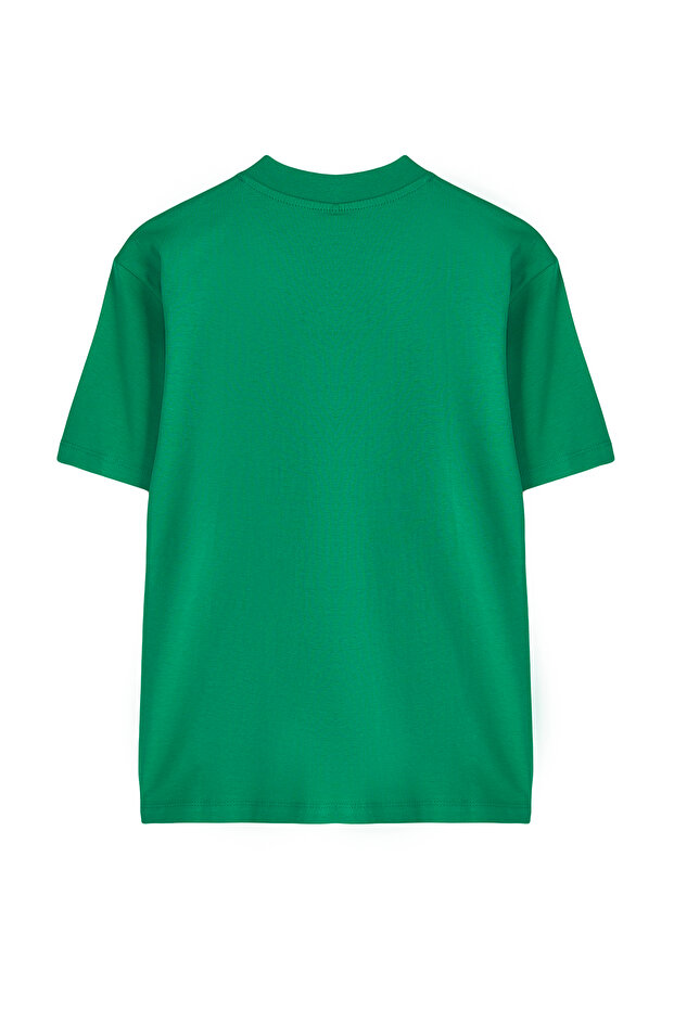 Yeşil %100 Pamuk Basic Regular/Normal Kalıp Dik Yaka Örme T-Shirt TWOAW20TS0096 - 13