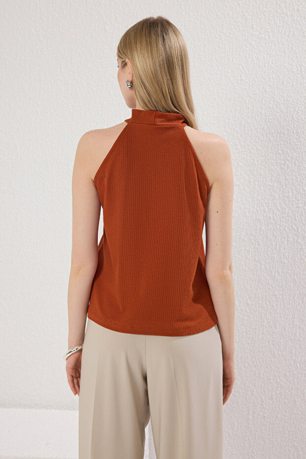 Kiremit Regular/Normal Kalıp Halter Yaka Esnek Örme Atlet TWOSS25AL00021 - 5