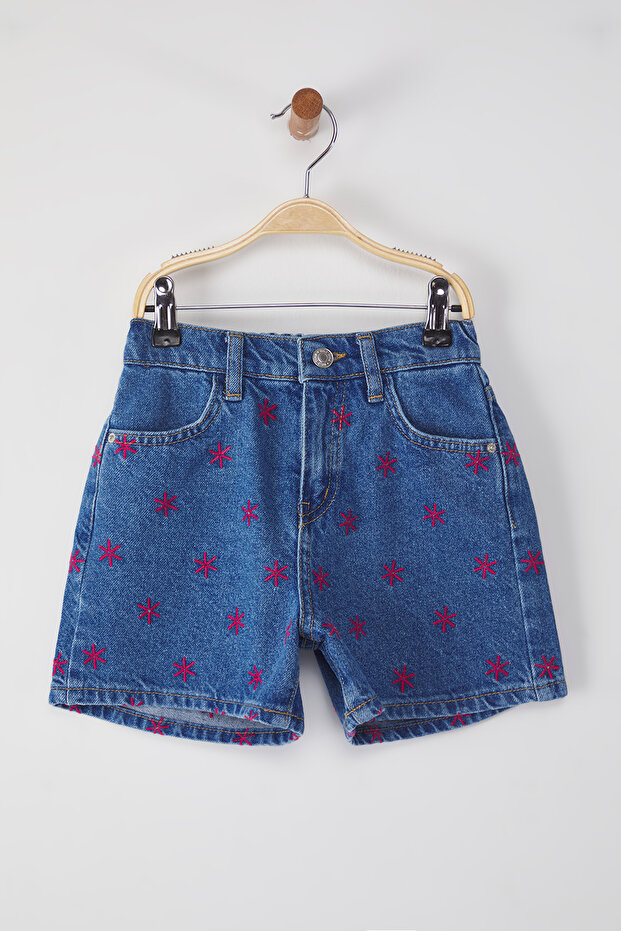 Light Blue Straight Denim Shorts & Bermuda Tkdss25Sr00009