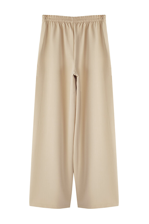 Taş Wide Leg/Geniş Paça Yanları Düğmeli Dokuma Kumaş Pantolon TWOSS20PL0398 - 10