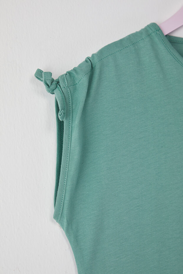 Mint Kız Çocuk %100 Pamuk Baskılı Regular/Normal Kalıp Ay Kol Örme T-Shirt TKDSS25TS00059 - 2