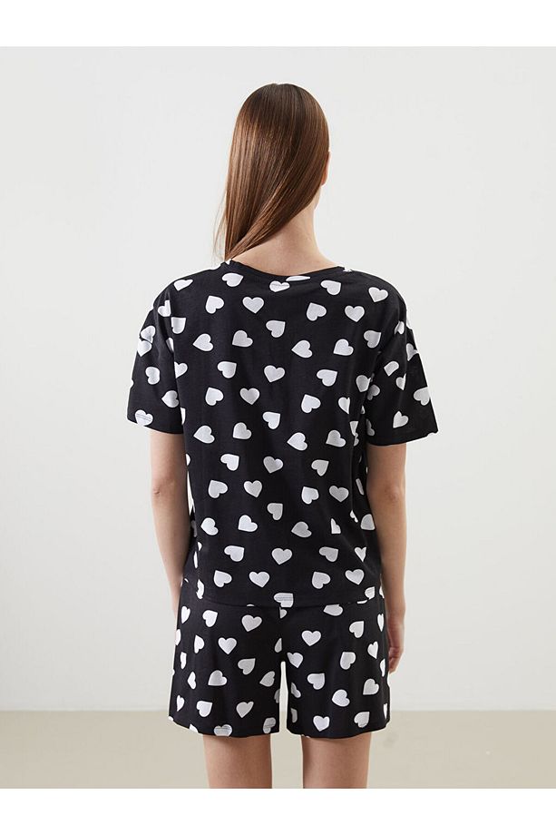 Yeni Sezon Bisiklet Yaka Baskili Kadin Sortlu Pijama Takimi - S5DR60Z8 - 4