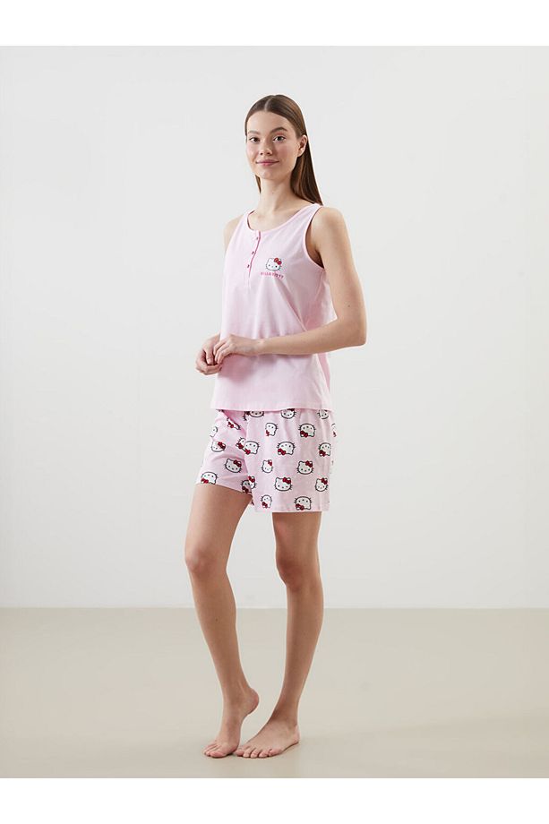 Hello Kitty Baskılı Kadın Şortlu Pijama Takımı - 1
