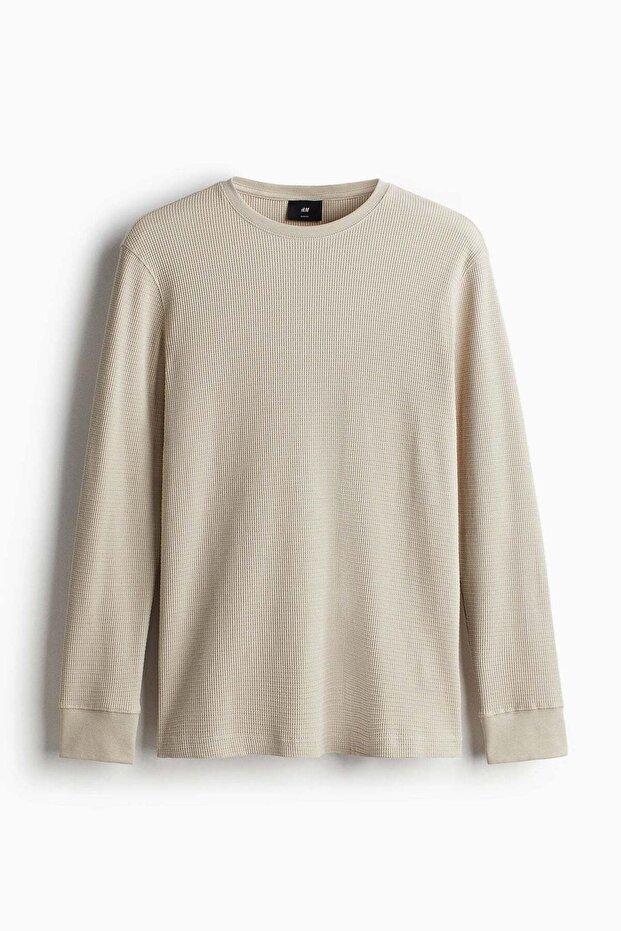 Waffled jersey top