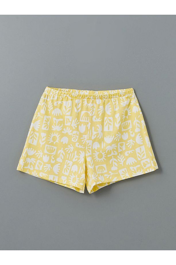 LCW DREAM Sarı Beli Lastikli Desenli Kadın Şort Pijama Altı - 5