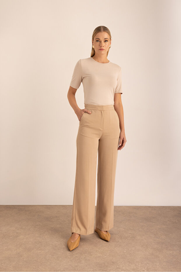 Bej Palazzo Pantolon - 2