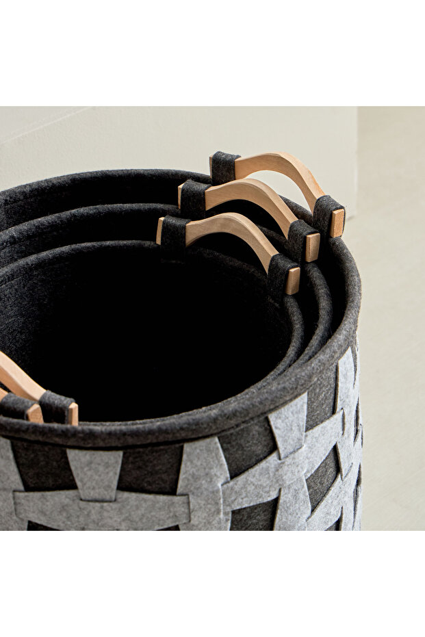 Circular 3-Piece Felt Basket Set - 4