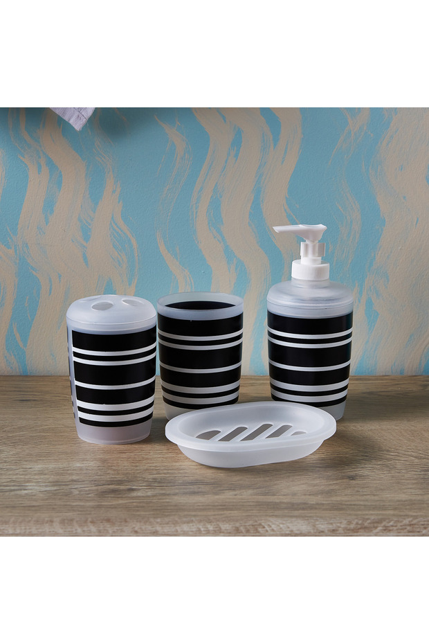 Striped 4-Piece Bath Accessory Set - 1
