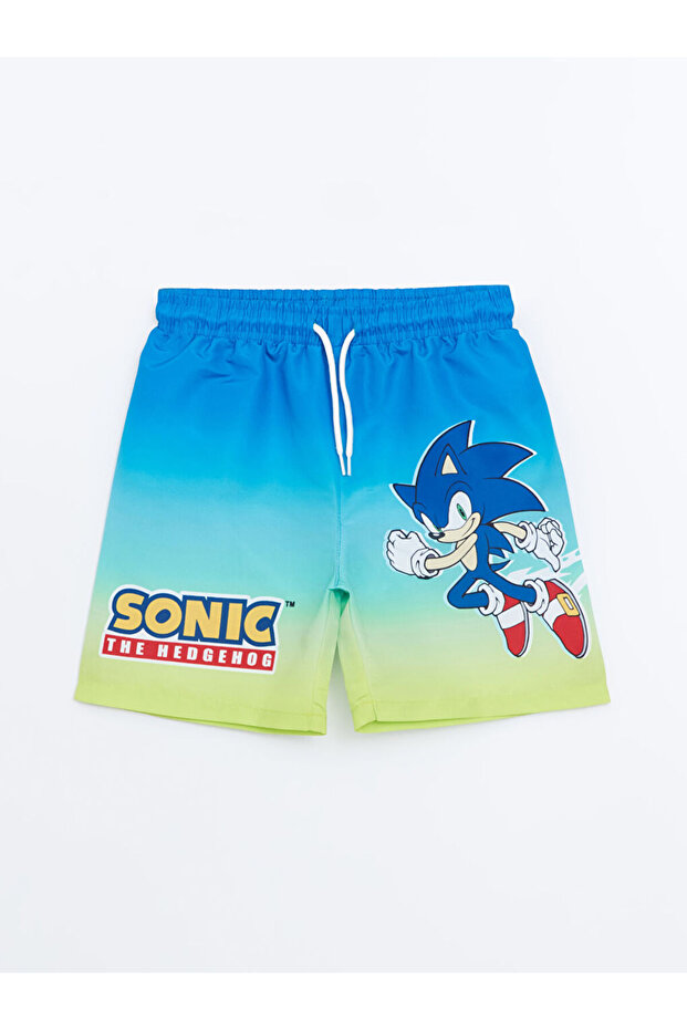 Lcw Kids Blue Quick Dry Uv Protection Sonic Printed Boys Swim Shorts