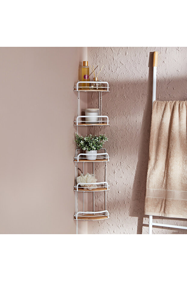 رف زاوية صديق للبيئة من الخيزران مكون من طبقتين - 5