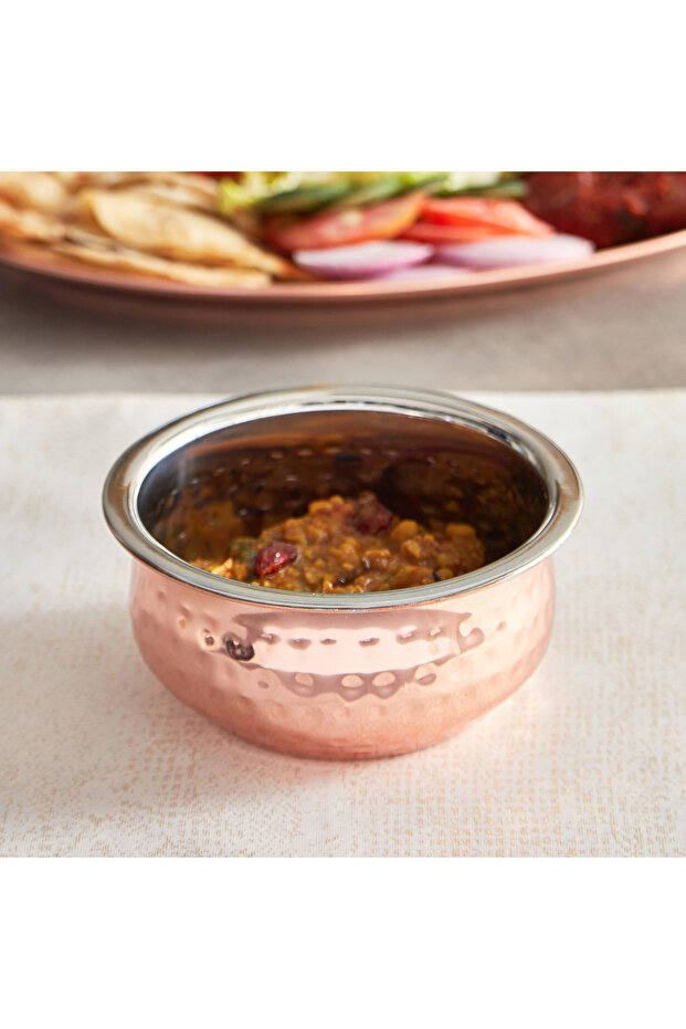 وعاء تقديم نحاسي لامع مع لمسة نهائية مطروقة - 1