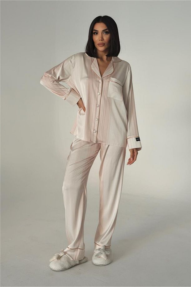 Sogni Lineari Saten Uzun Pijama Takımı LDK05 - 4