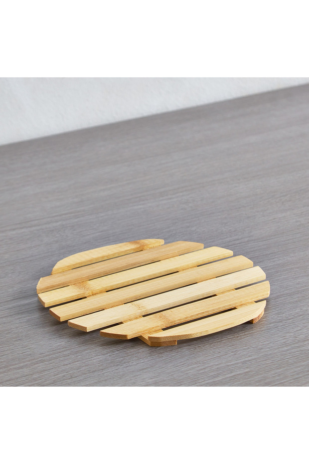 صينية دائرية من الخيزران - 18 سم - 2