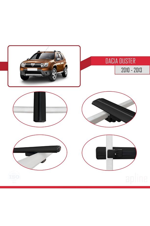 Dacia Duster (HS) Pre-facelift 2010-2013 Arası Ile Uyumlu Basıc Model Ara Atkı Tavan Barı Siyah 2 Ad - 4