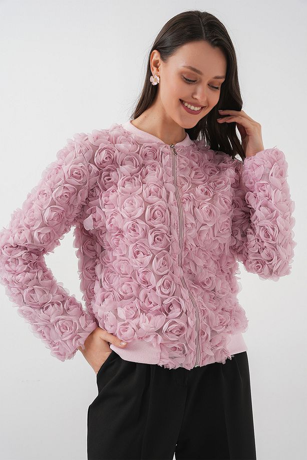 0719 Güllü Ceket - Pembe - 1