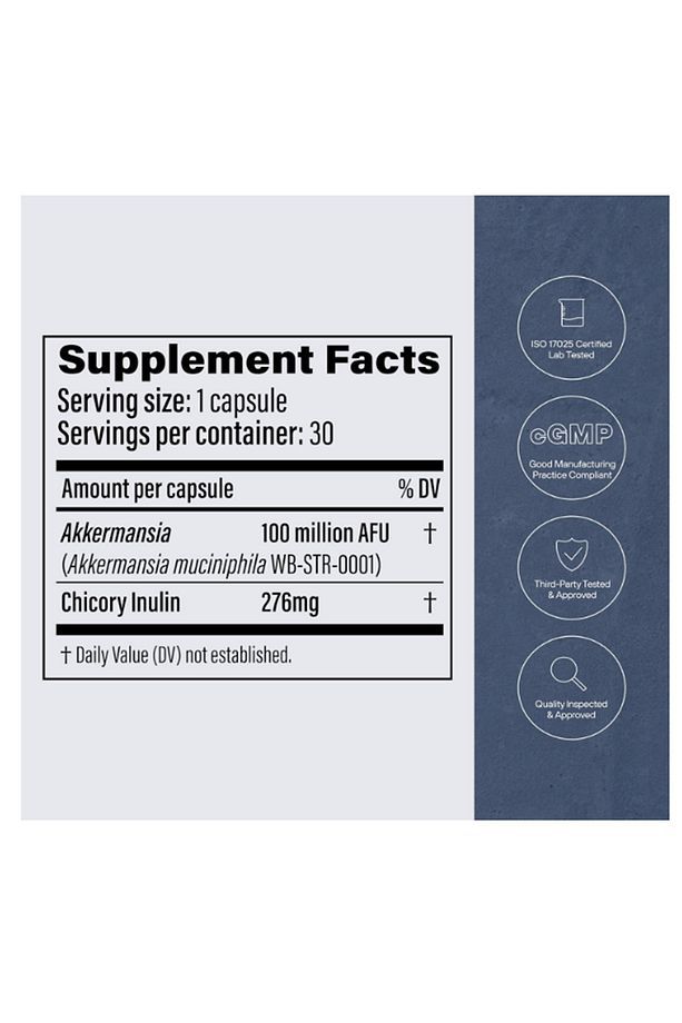 Akkermansia Probiotic With Prebiotic Fiber - Increases Glp-1 Production, Delayed Release, - 2