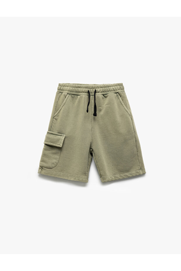 Cotton Flap Pocket Detailed Elastic Waist Shorts