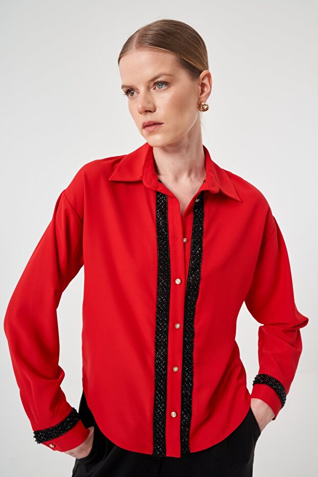 İnci Detaylı Gömlek - 1