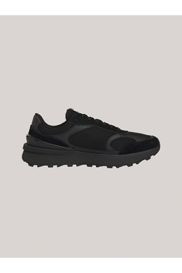 Men's High Comfortable Sole Suede Detailed Black Sneakers Em0Em01537-Bds
