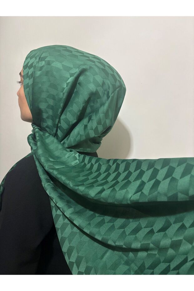 Houndstooth Pattern Silky Jacquard Shawl - 2