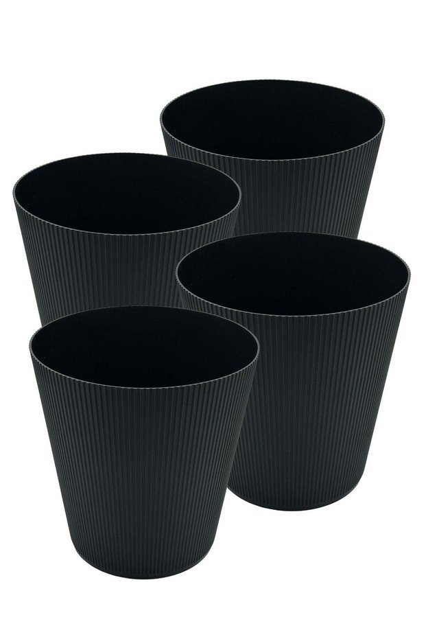 4 Pieces Black Plastic Trash Can