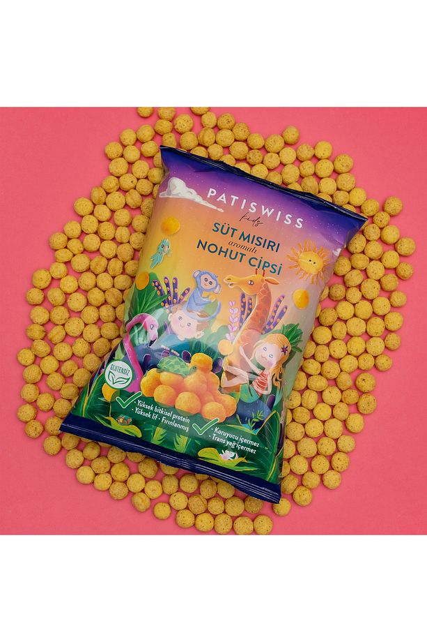 Çocuklara Özel Süt Mısır Aromalı Nohut Cips Seti, 50g X 6 Adet - 8