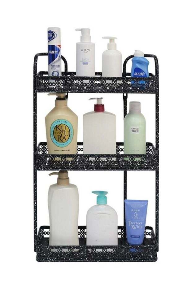 3 Layer Black Rectangular Storage Shelf - 1