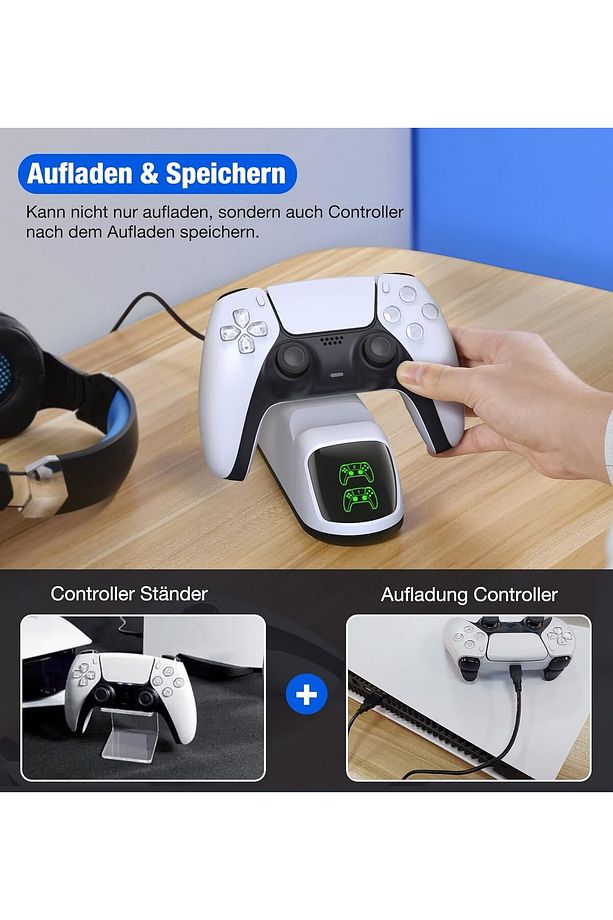 PS5 Denetleyici Hızlı  Şarj İstasyonu AB Güç Kaynağ LED Ekran DualSense Kablosuz için PS5 - 5