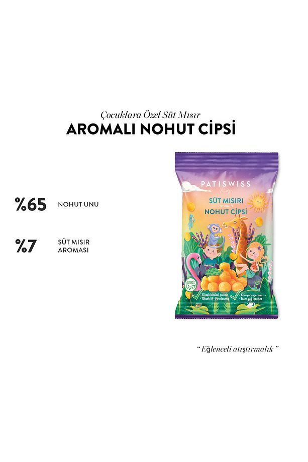 Çocuklara Özel Süt Mısır Aromalı Nohut Cips Seti, 50g X 6 Adet - 3