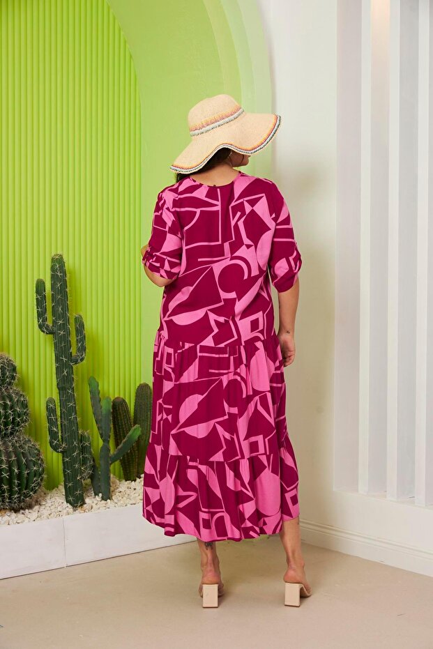 بالإضافة إلى حجم فستان الكرز منقوشة - 5