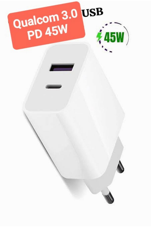 45 Watt 2 Li Hızlı Şarj Adaptörü Usb Typc Girişli 3.0 Qualcom - 1
