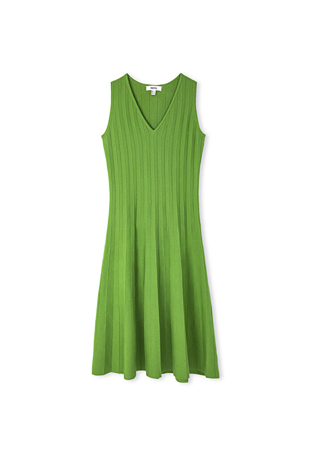 V yaka triko elbise - 3