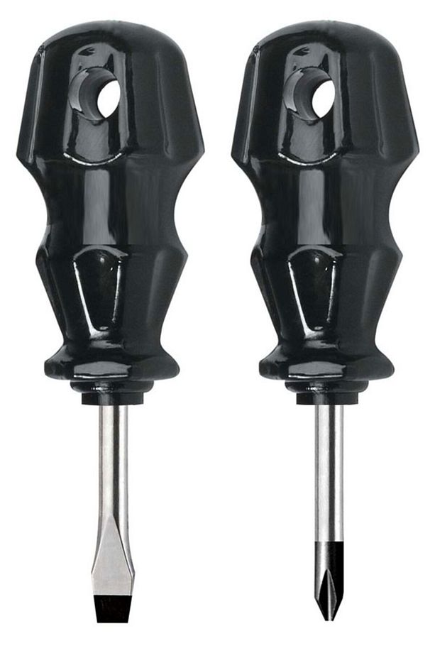 2 Adet Ucu Mıknatıslı Düz ve Yıldız Tornavida Siyah Saplı Düz ve Yıldız Uçlu Topaç Tornavida 6x35 mm - 1