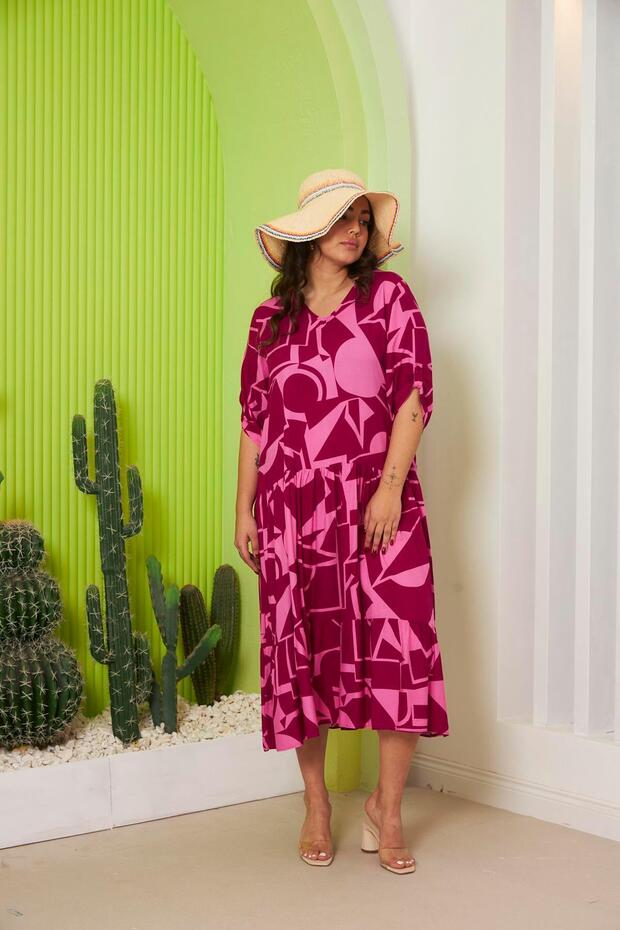 بالإضافة إلى حجم فستان الكرز منقوشة - 2