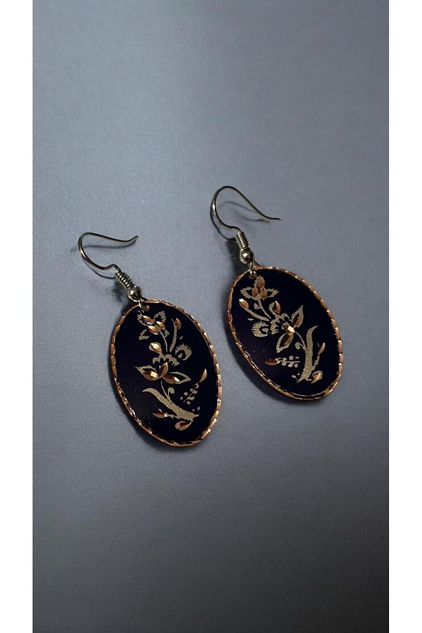 Bakır küpe, kupe, Bakır küpe modeli, işlemeli küpe, Saf bakır küpe, pembe küpe, kadın küpe - 4