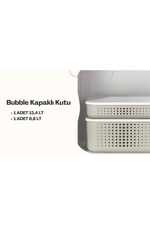 Bubble Kapaklı Delikli Dolap Içi Saklama Kutusu (13,4 LT - 6,8 LT) - 1