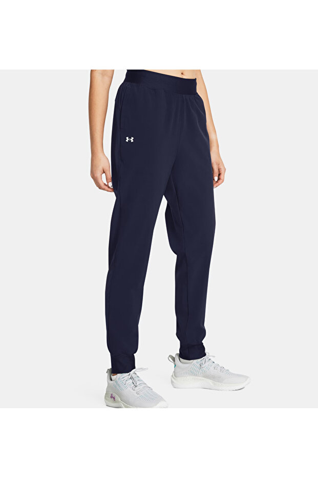 1382727-410 Spodnie damskie UA Rival z wysokim stanem i granatowym splotem - 2
