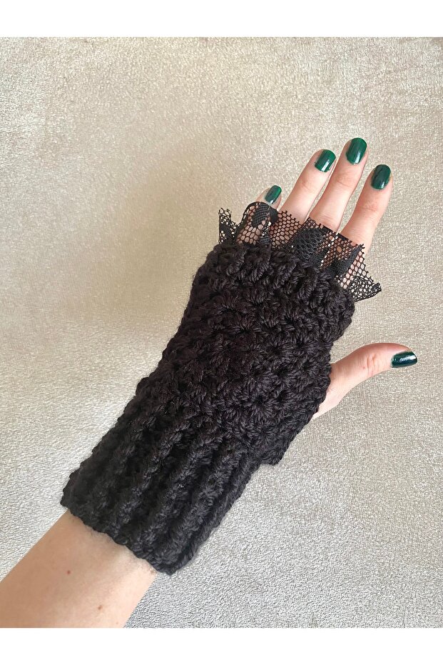 Siyah Dantelli Eldiven - 2