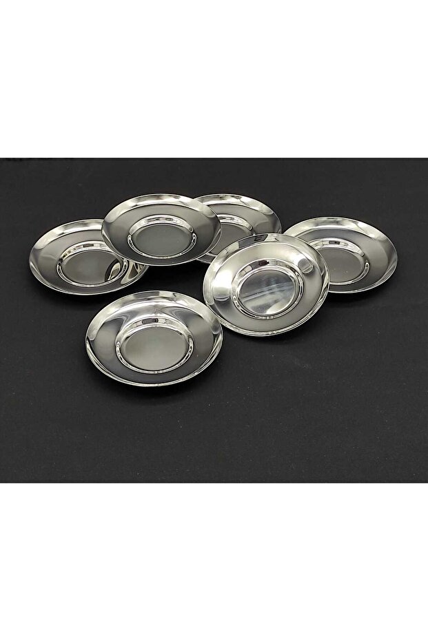 Çelik 6 lı Çelik Çay Tabak - 1