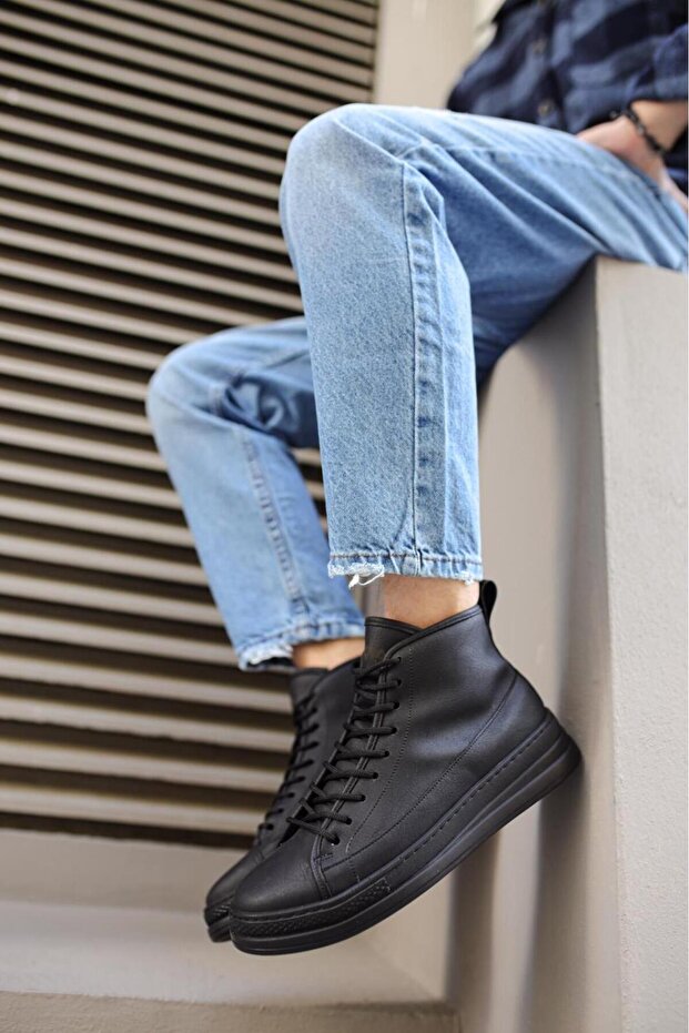 Yüksek Taban Ayakkabı C-030 Siyah (Siyah Taban) - 2