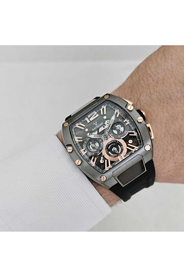 Rym-9D76 Raymond Men's Watch - Steel Case - Silicone Strap - 2 Years Warranty