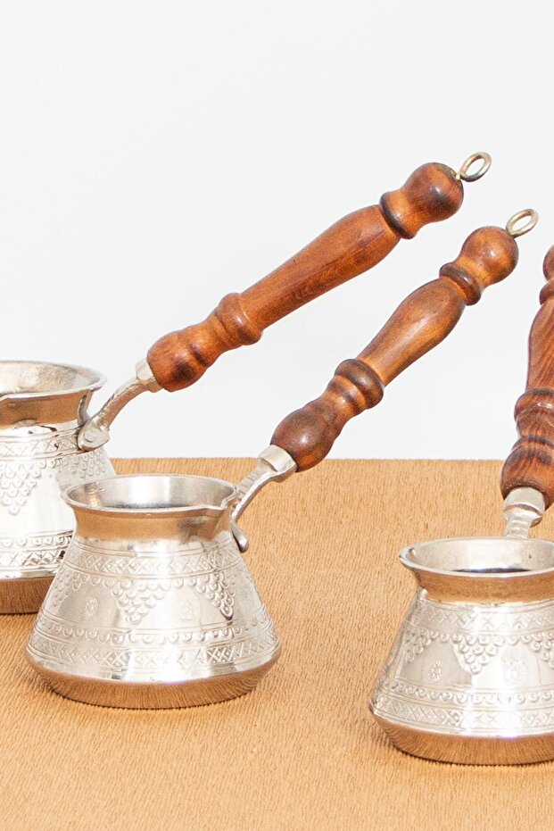 Grape Embroidered Silver Copper Coffee Pot (Set of 3)