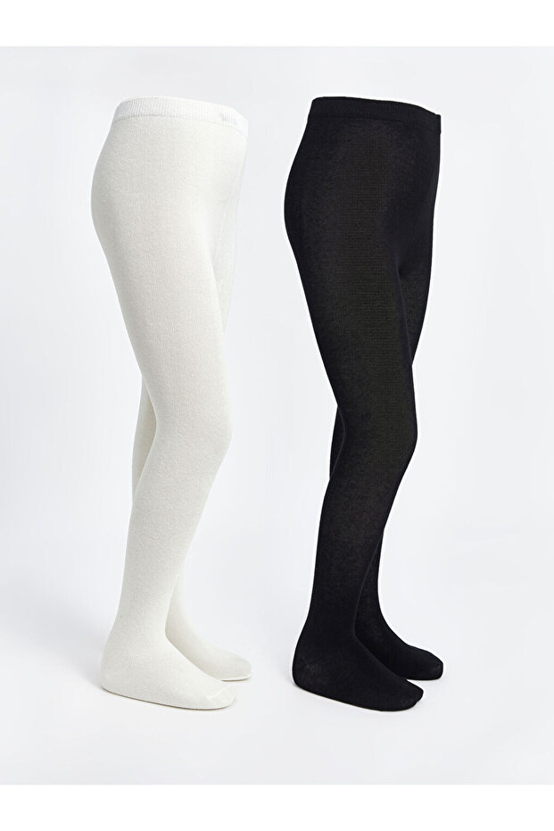 LCW Kids Siyah Basic Kız Çocuk Külotlu Çorap 2'li - 1