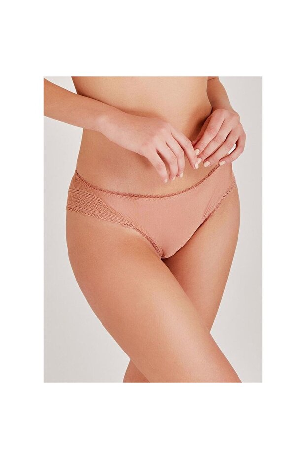 548 Zigzag Dantelli Normal Külot - Kiremit - 2