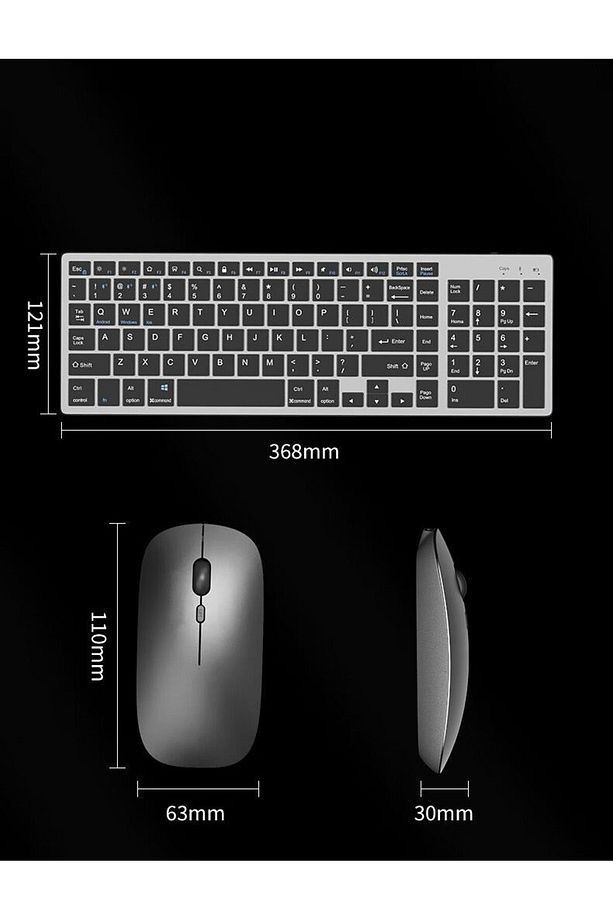 Kablosuz Bluetooth Bağlantılı Taşınabilir Şarjlı Tablet iPad PC Tablet Bilgisayar Klavye Mouse Set - 8