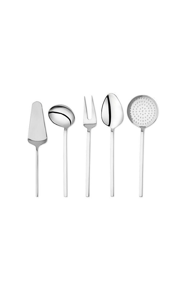 Steely Çelik Servis Seti 5 Parça Gümüş 02 - 1