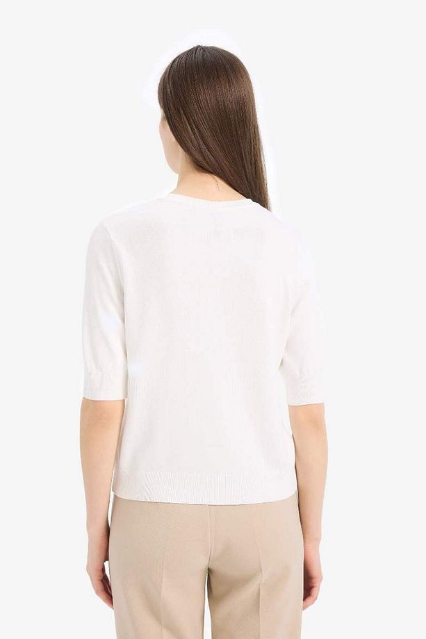 Regular Fit Bisiklet Yaka Basic Düz Kısa Kolllu Triko Kazak D6272ax25sm - 6