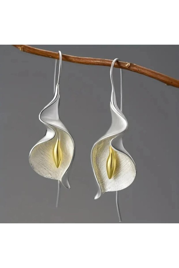 E1038-Silver Exquisite and Elegant Flower Metal Hook Earrings for Women's Daily Vacation Earrings Ac