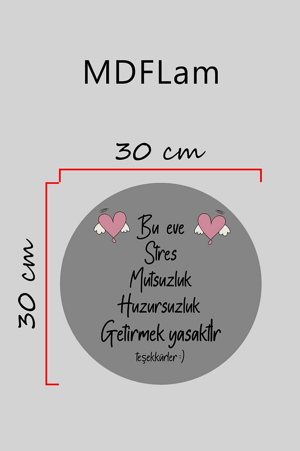 Modern Ahşap Kapı Süsü - Gri Zemin Bu Ev Stres Yasak Duvar Süsü - Dış Mekan Kapi Susu - 3