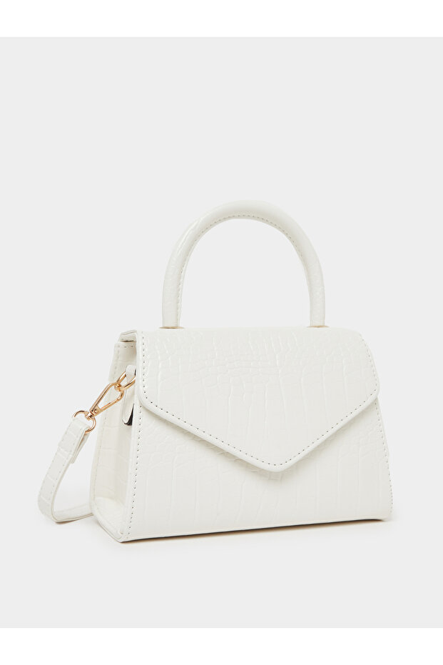 Textured Handbag with Detachable Strap